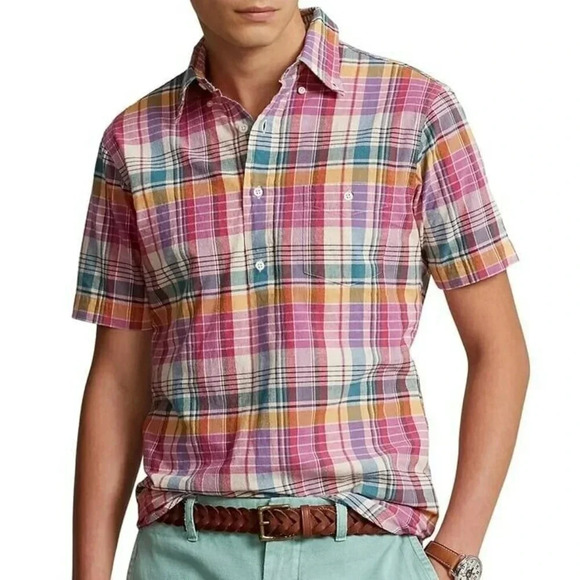 Polo Ralph Lauren Men Classic Fit Madras Poplin Popover Shirt Size XXL MSRP $148 - Picture 2 of 7